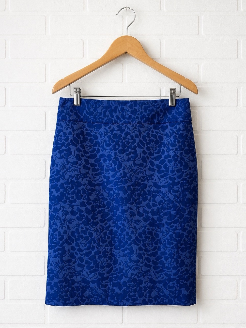 LOFT Royal Blue Floral Jacquard Pencil Skirt